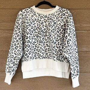 Frame 100% Cotton Cream and Gray Leopard Print Sweater Sz S